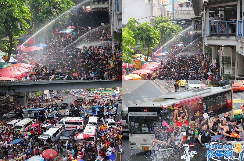 13日【泰国新年宋干节】Silom路激烈水战开始！