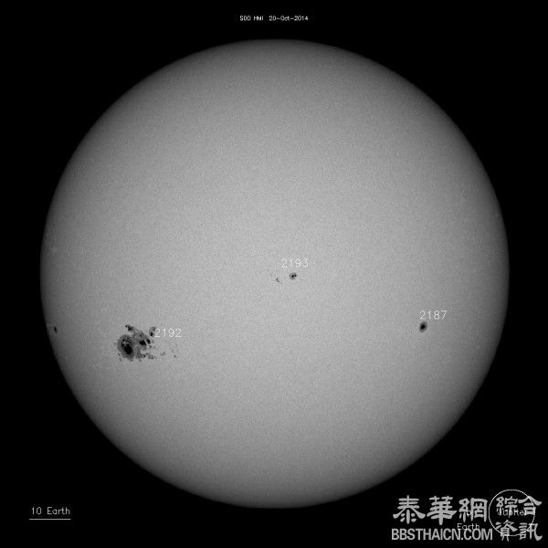 太阳大黑子群 10/28前肉眼看得到