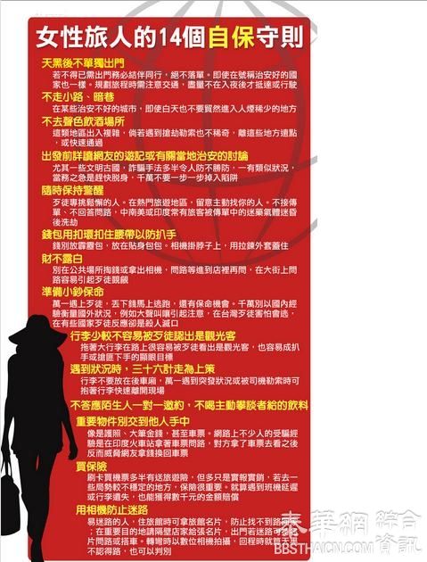 出门小心　女生旅人的14个自保守则