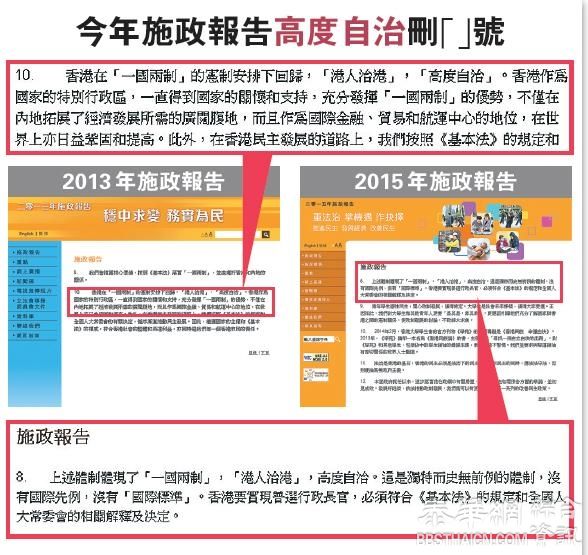 政府避「中港关系」用词 指应用「内地香港关系」高度自治不加引号