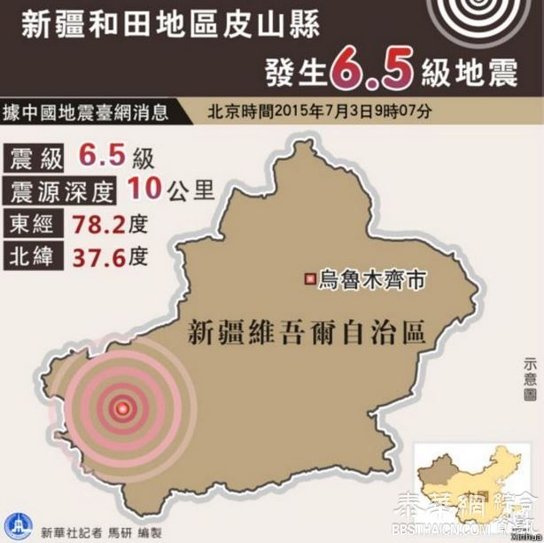 中国新疆6.5级地震致至少4人死