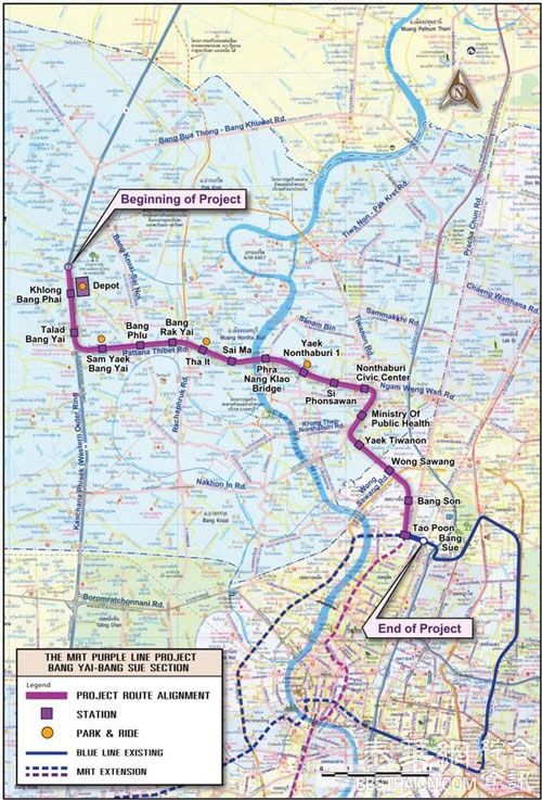 泰国大众捷运局准备于2559年5月对曼谷捷运紫色线（Bangyai-Ratburana）列车服务开放。