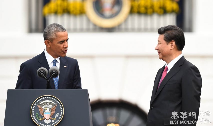 奥巴马总统在白宫南草坪为习近平主席举行欢迎仪式