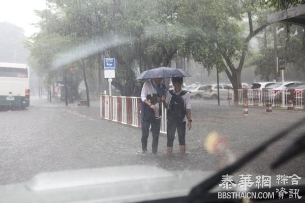 很辛苦！大雨下来之后 曼谷的他们是这样的过街的