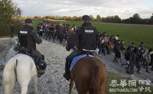 警察骑马护送上千难民，斯洛文尼亚称急需欧盟警力支援