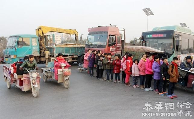 路口无红绿灯 学生举牌"请领导陪我们过马路"