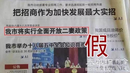 篡改报纸标题为“开放二妻政策”并网上传播，广东网民被拘