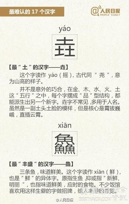 最难认的17个汉字 认出5个以上绝对是高手