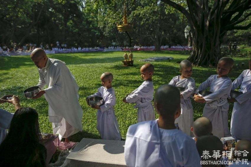 迎宋干节 小比丘尼跟师傅身后化斋萌萌哒