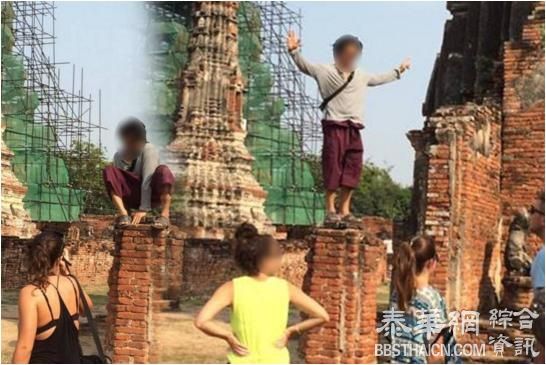 外籍不文明男遊客爬上大城貴妃寺拍照  望有关部门尽快介入调查