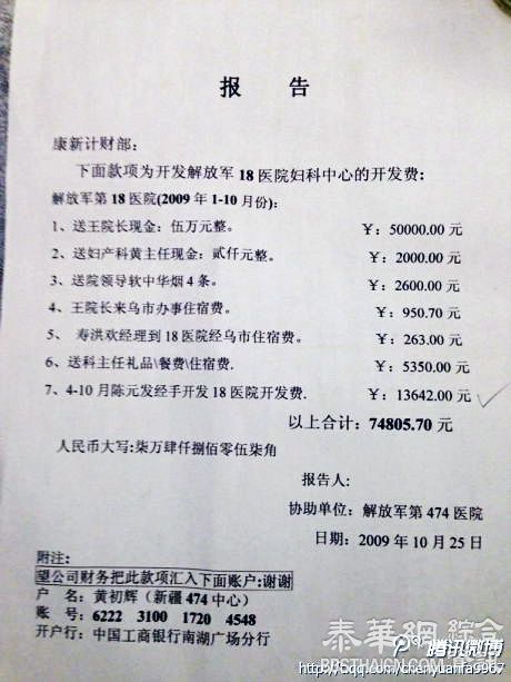 莆田系公司给部队医院领导送礼清单曝光(组图)