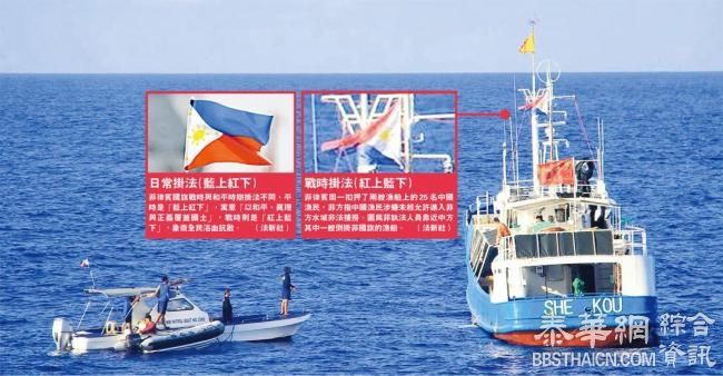 中国两艘渔船偷捕 倒挂菲律宾国旗露马脚