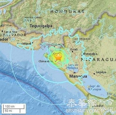 尼加拉瓜西部6.1级强震　无伤亡消息