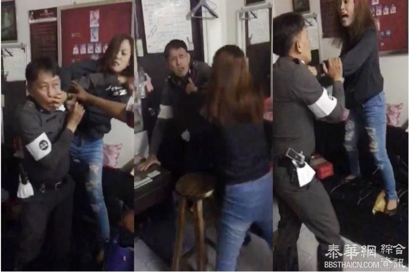 不满闯红灯被抓 暖武里府「女汉子」暴打巡警