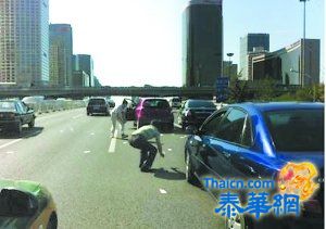 北京百元大钞从天而降 数十辆车停下抢“钱”